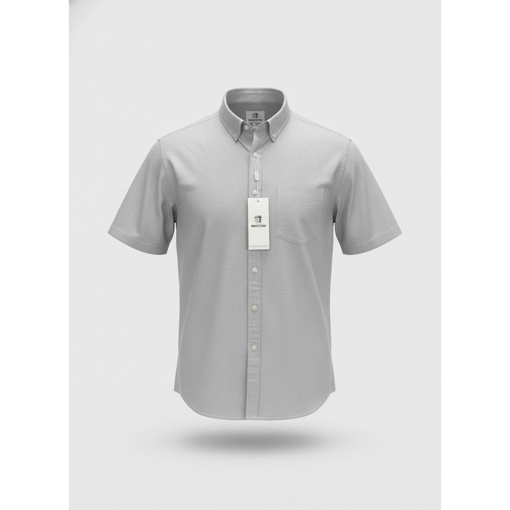 Mocotono Mens XL Blue Oxford Short Sleeve Button Down Shirt 100% Cotton